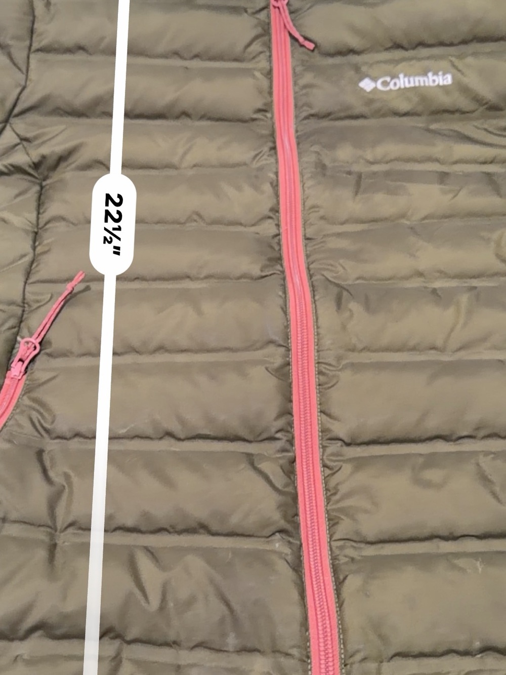 Columbia Olive Green Puffer Jacket with Pink Zippers - Picture 9 of 11